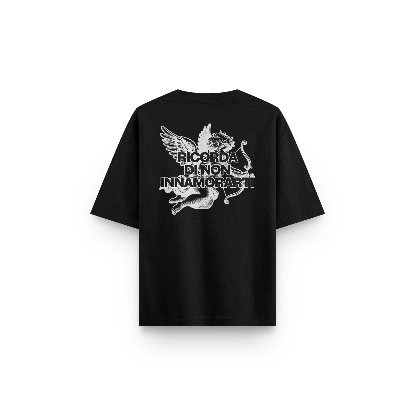 T-SHIRT NERA CUPIDO RICORDA DI NON INNAMORARTI