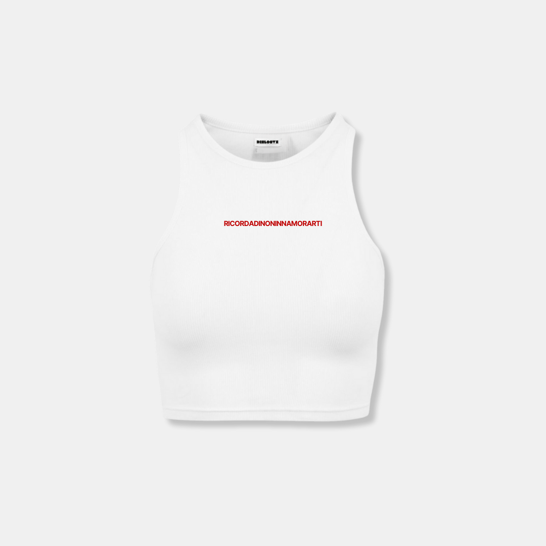CROP TOP DONNA BIANCO RICORDA DI NON INNAMORARTI