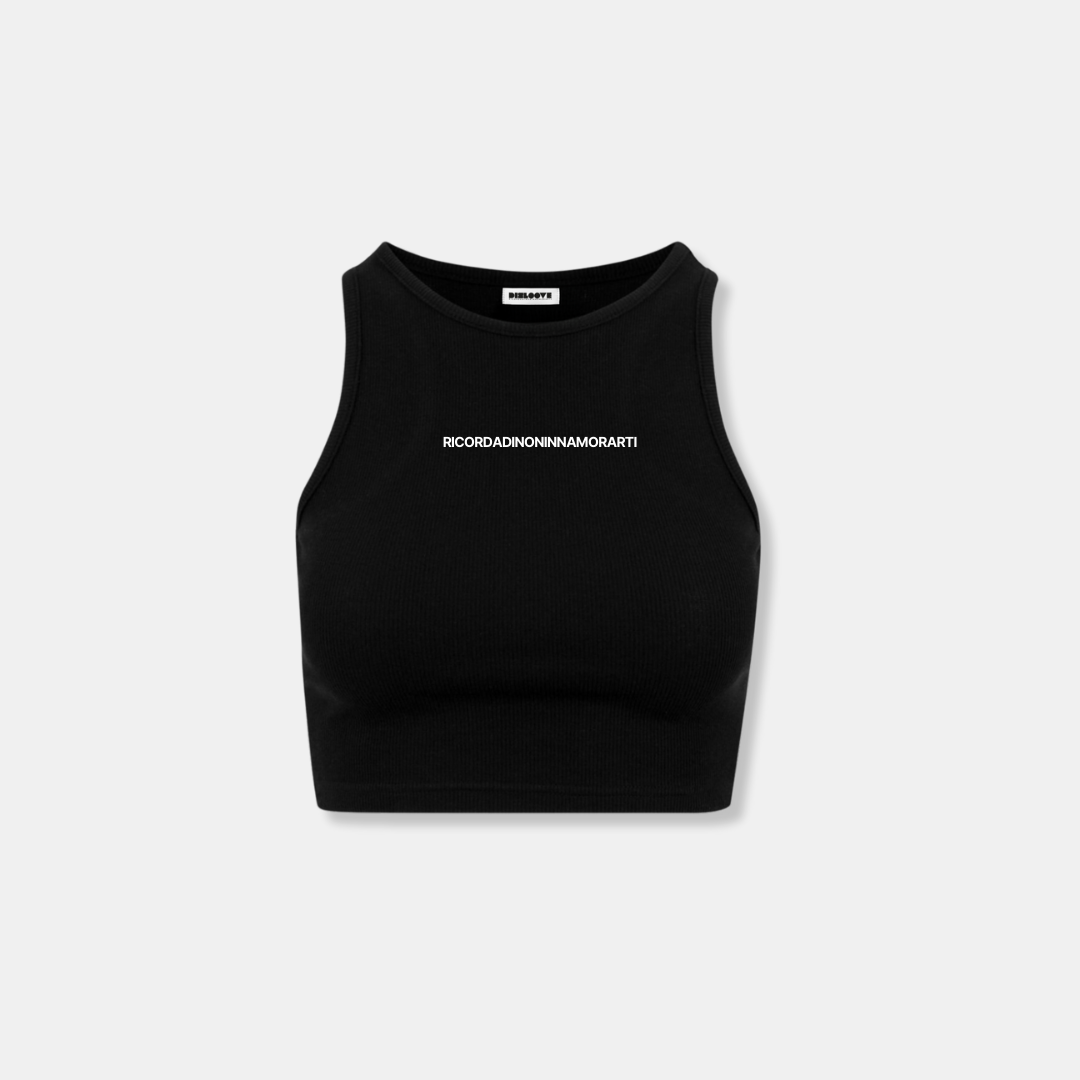 CROP TOP DONNA NERO RICORDA DI NON INNAMORARTI