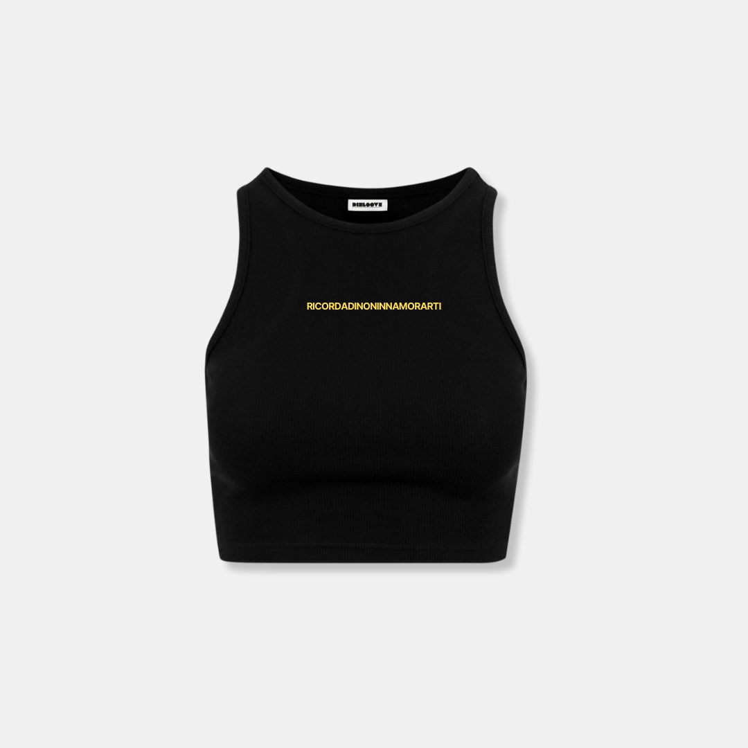 CROP TOP DONNA NERO RICORDA DI NON INNAMORARTI
